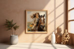 Impressão de belas artes em aquarela de menina em um cavalo (3) Galeria
