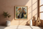 Petite fille sur un cheval aquarelle Fine Art Print (5) Galerie